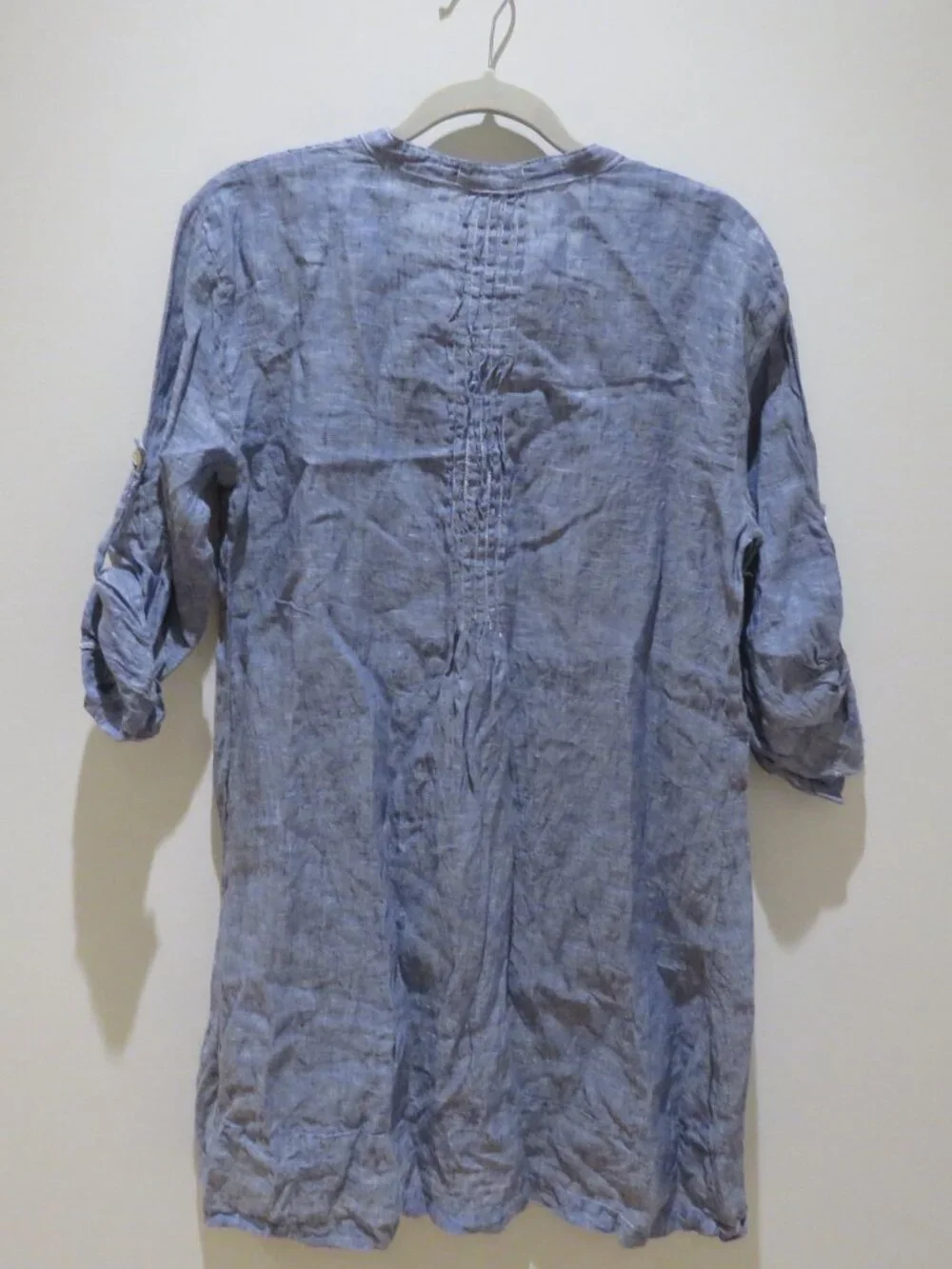 CP SHADES Regina 100% Linen Tunic Light Blue Gauzy Sml Coastal Beach Lagenlook - Picture 12 of 15